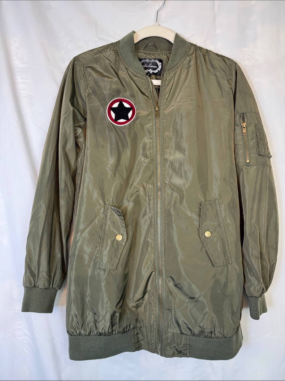 Ambiance Olive Green Jacket with Ribbed Trim